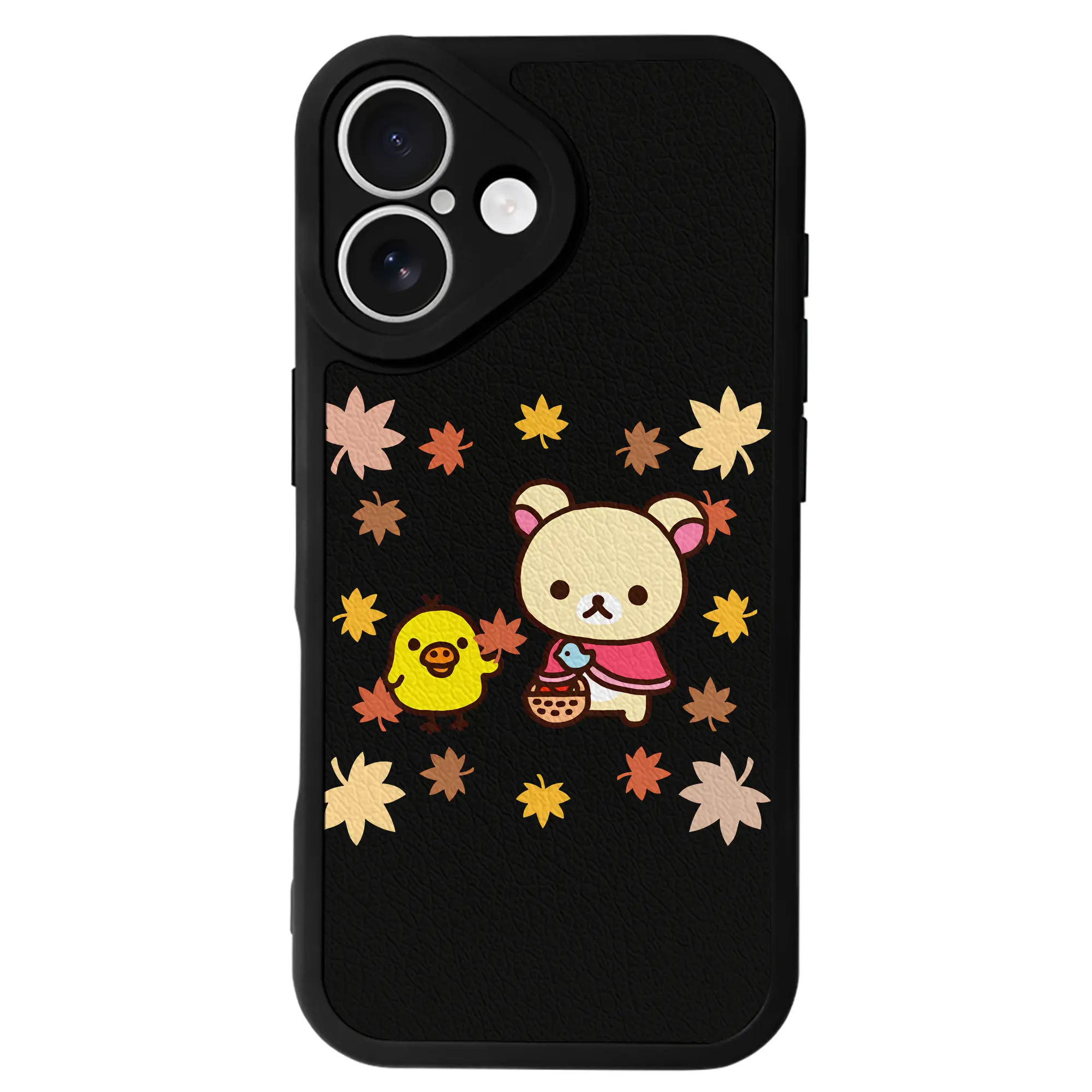 リラックマ (Rilakkuma) グッズ キイロイトリ (Kiiroitori) - IPhone 16シリーズ対応 ・ シリコンスマホケース ・ レザー調 ・ 高精度フィット ・ 耐衝撃 ・ ワイヤレス充電対応 ・ 精密カット
